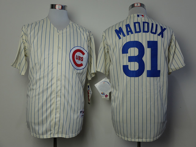 Men Chicago Cubs 31 Maddux Cream 1969 MLB Jerseys